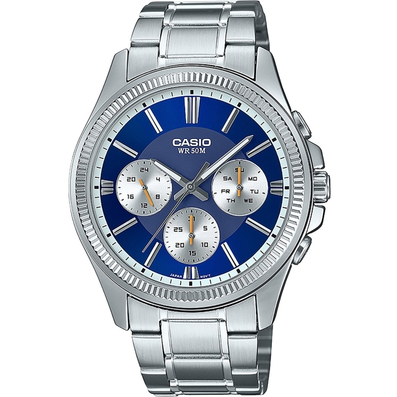 Casio MTP‑1375PD‑2A1VEF Ανδρικό Αναλογικό Ρολόι με Ασημί Μεταλλικό Μπρασελέ